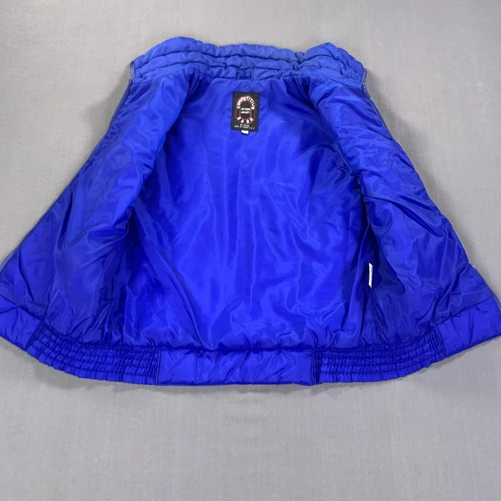 Vintage Competitive Edge Vest Children Medium Blue Colorblock Puffer Zip Ski 80s